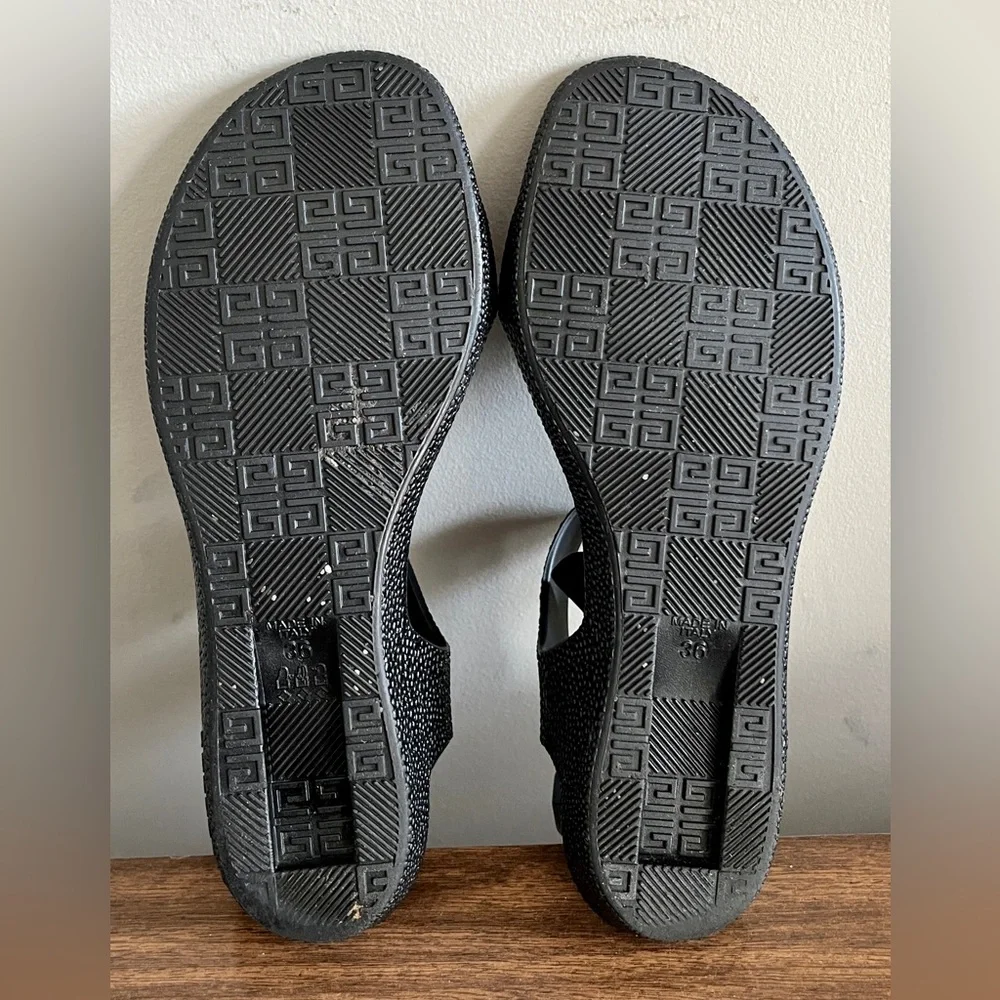 Givenchy Black Rubber Jellies, Stingray-Pattern, Jeweled Sandals, Size 36